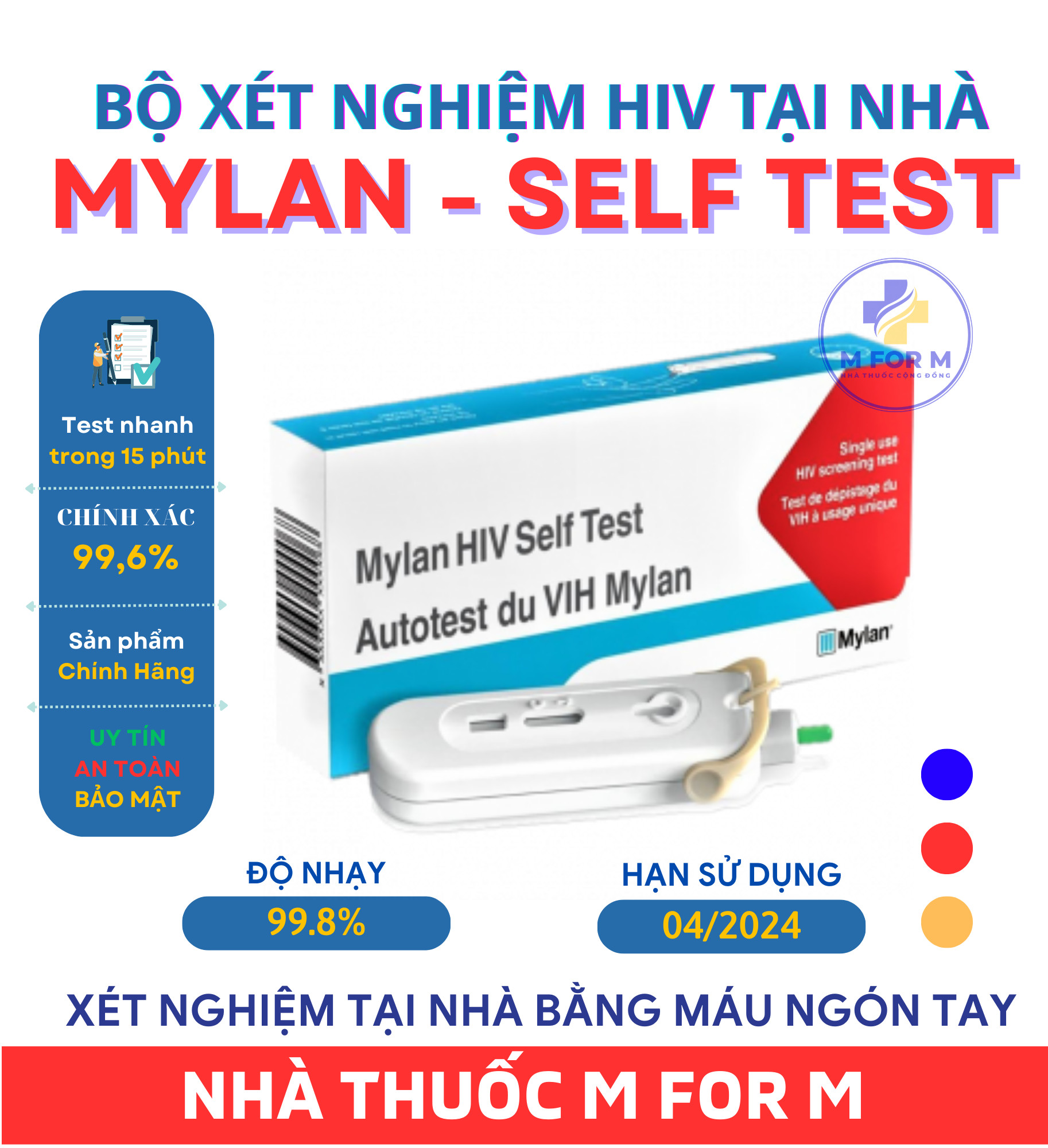 Bộ xét nghiệm HIV tại nhà MYLAN - SELF TEST