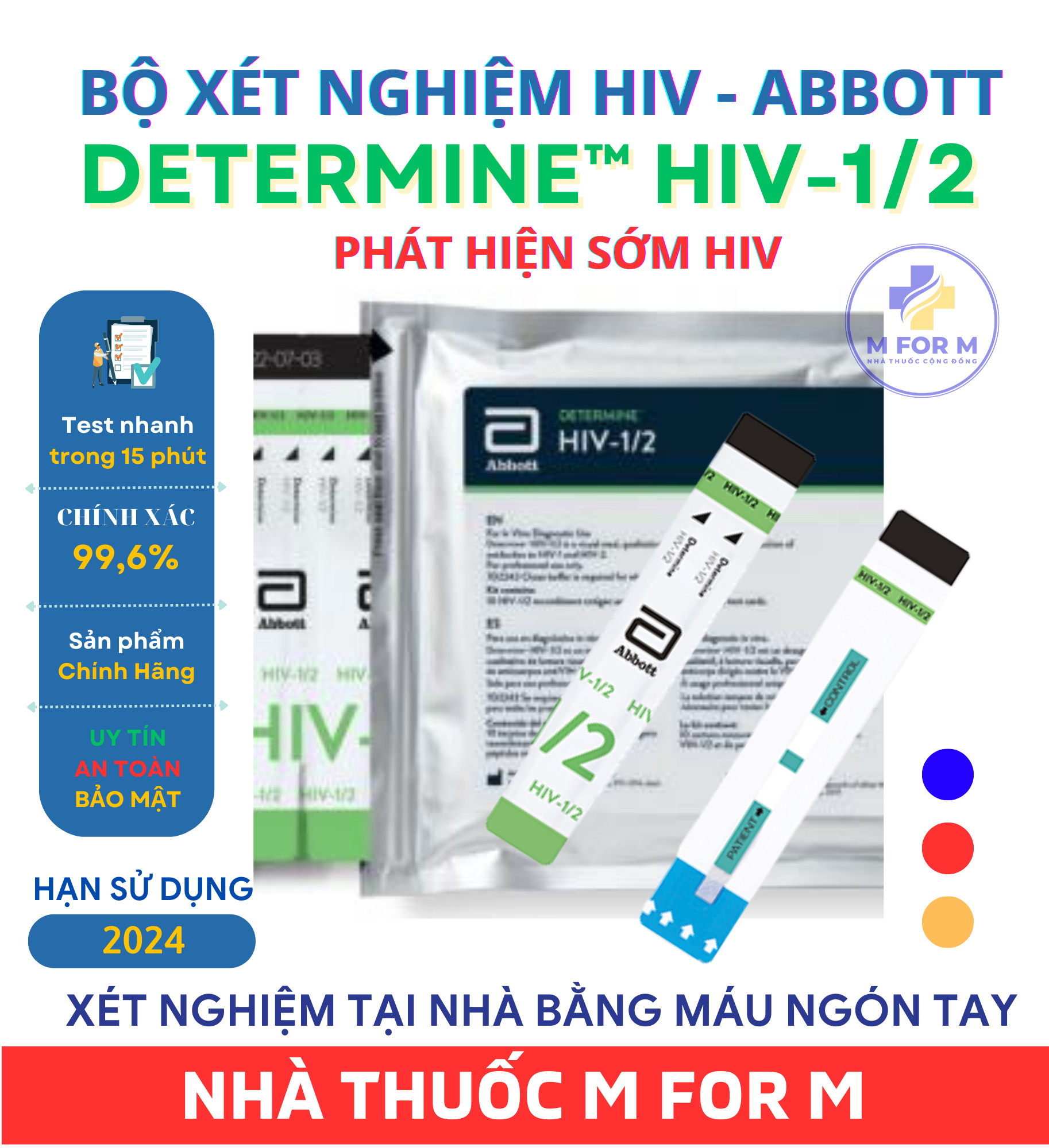 Bộ xét nghiệm HIV - ABBOTT DETRERMINE HIV -1/2